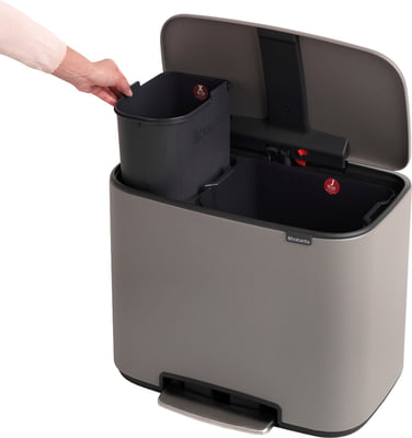 Bo Pedal Bin Poubelle 11+23 Litres Platinum