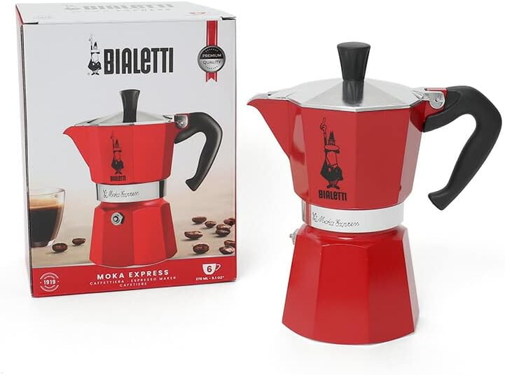 Cafetiere Moka Express 6 Tasses Rouge