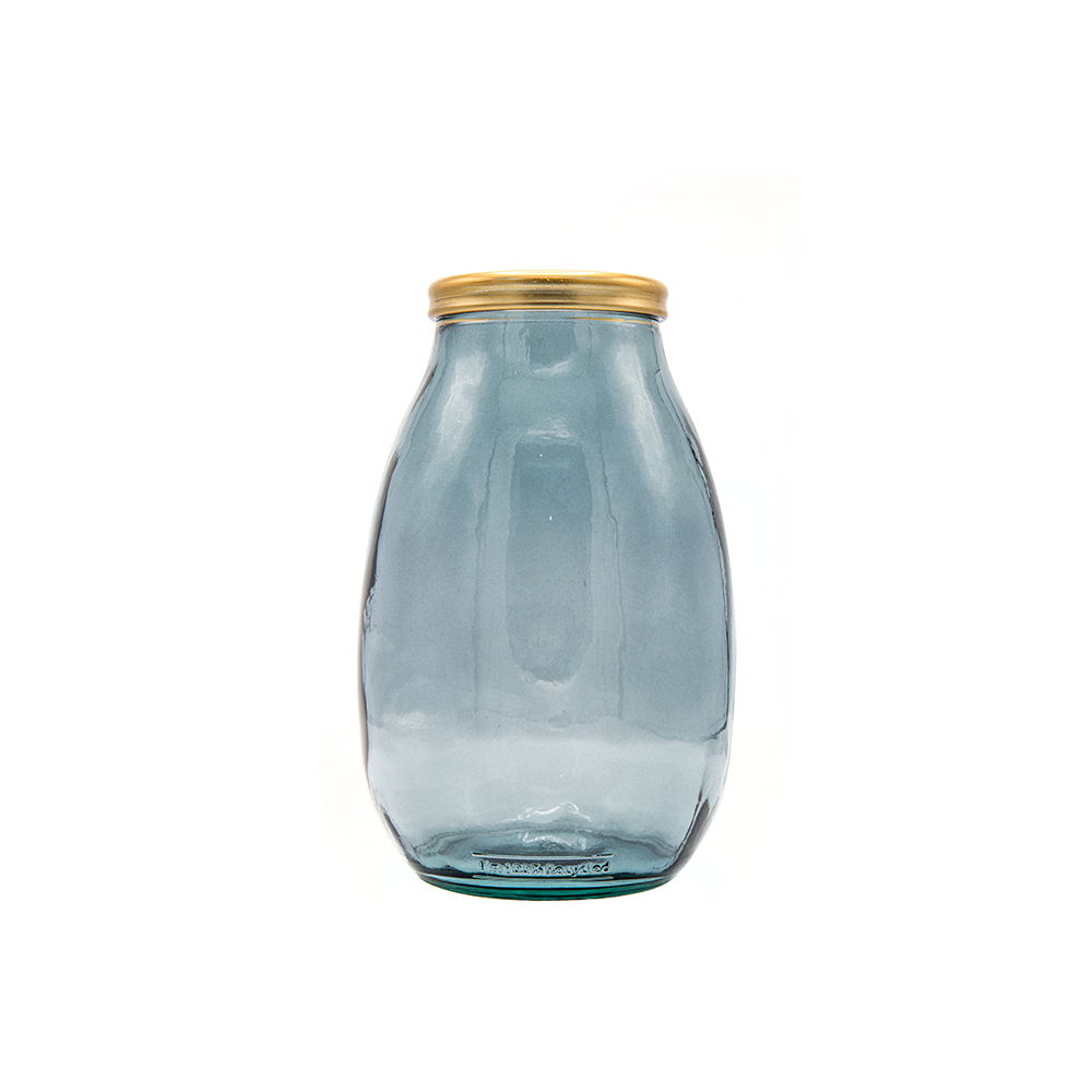 GOLD EDGE VASE 28CM BLEU GRIS