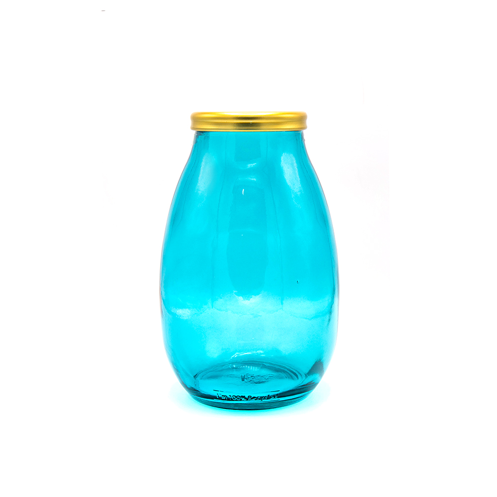 GOLD EDGE VASE 28CM BLEU TURQUOIS