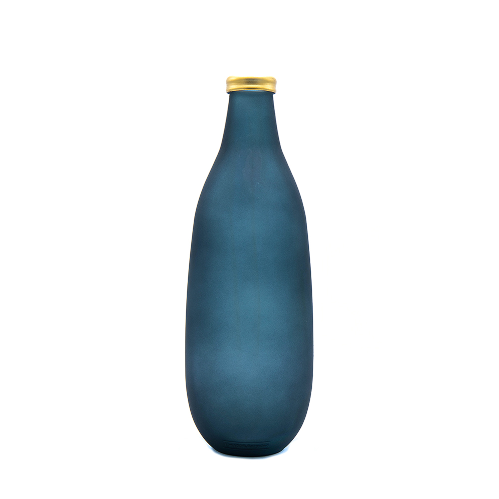 GOLD EDGE VASE 40CM BLEU PETROL