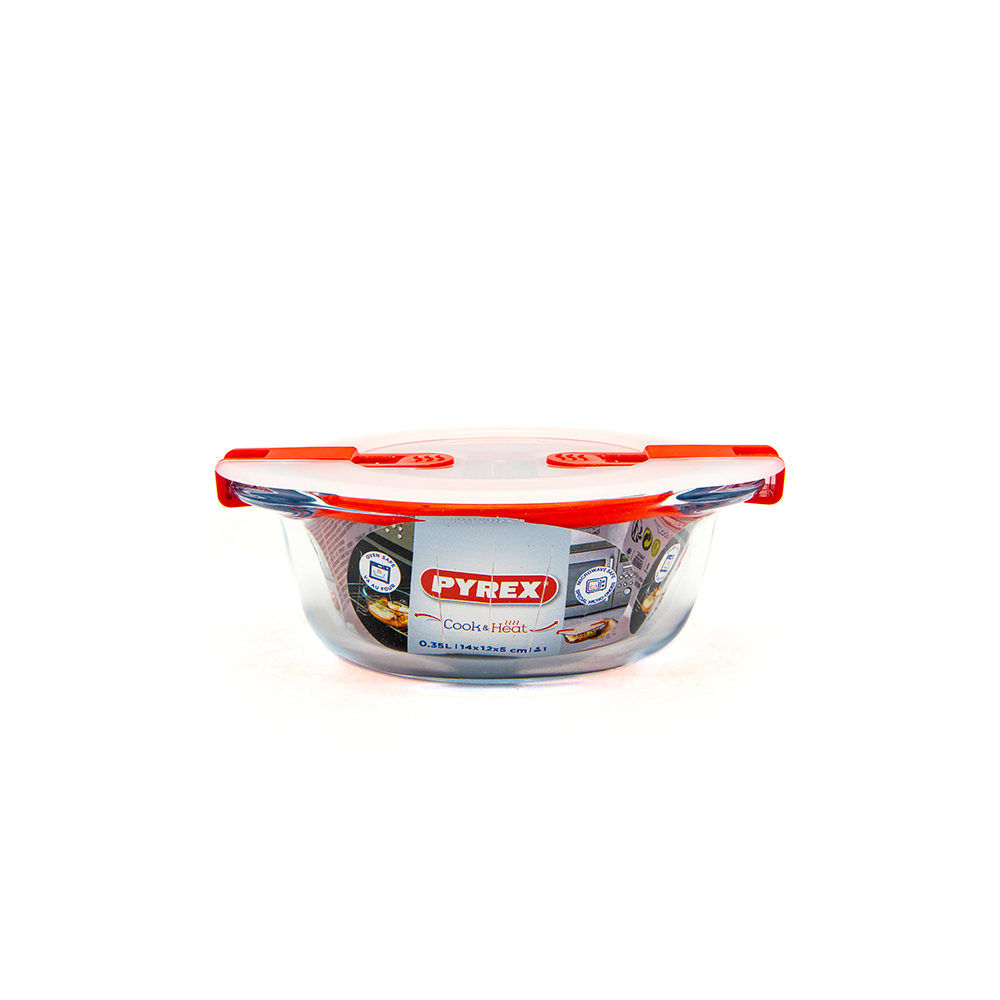 Pyrex Cook & Heat Plat Rond 14*12Cm+ Couvercle