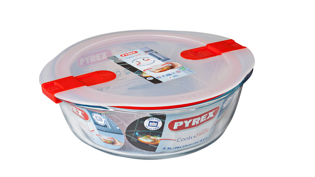 Pyrex Cook & Heat Plat Rond 26*23Cm+ Couvercle