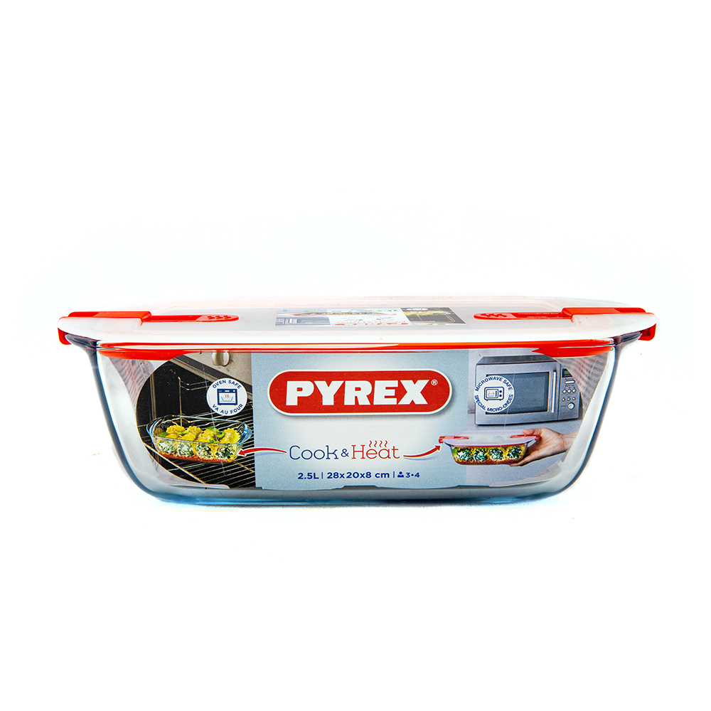 Pyrex Cook & Heat Rectangulaire 28*20Cm Avec Couvercle