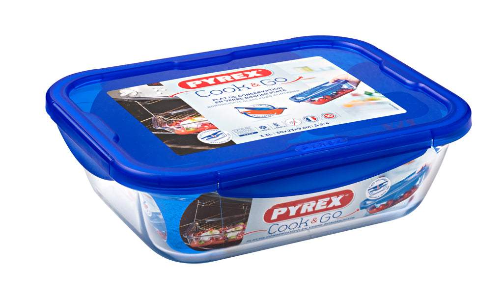 PYREX COOK & GO PLAT RECTANGULAIRE BLEU 20*15CM