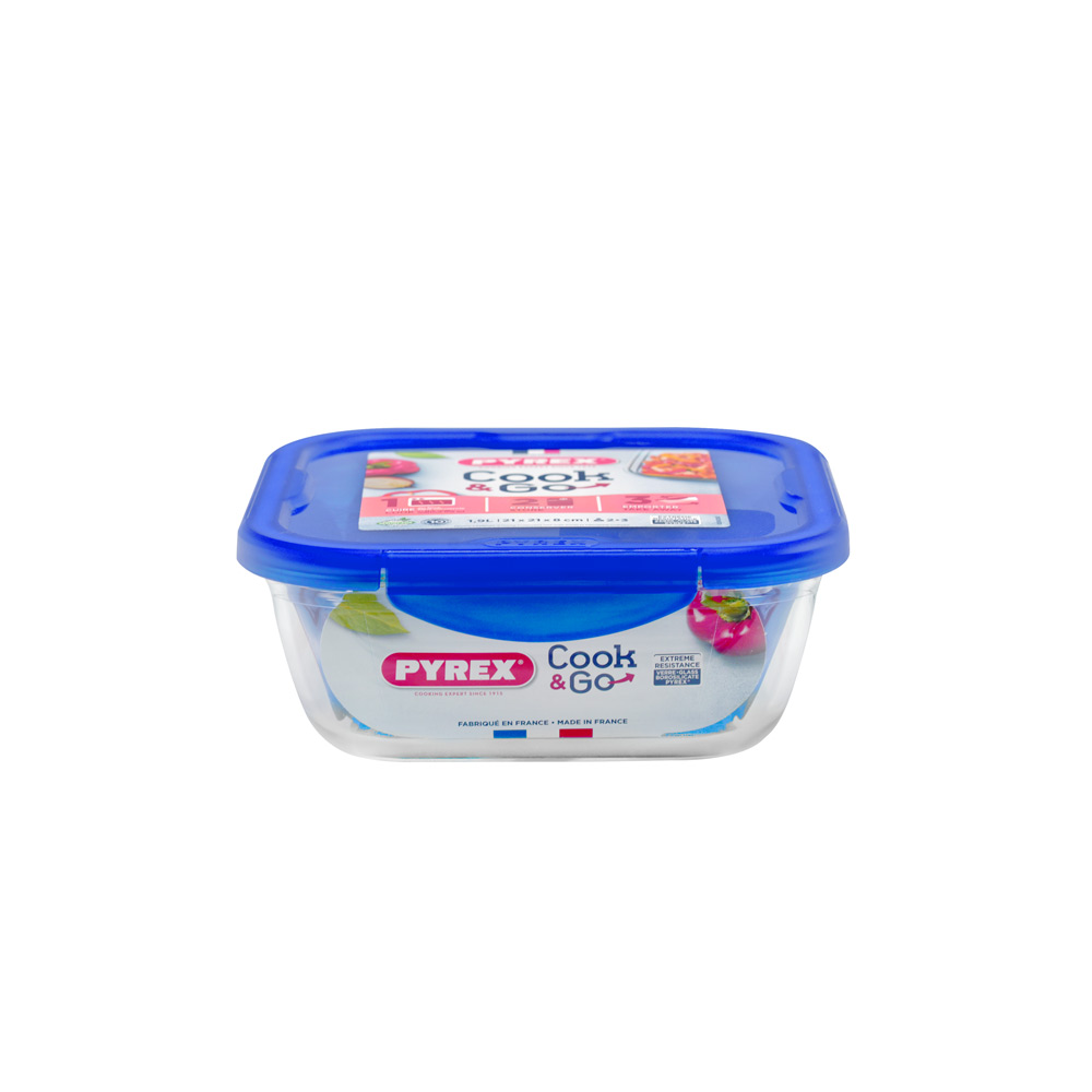 PYREX COOK & GO PLAT CARRE 21 CM AVEC COUVERCLE