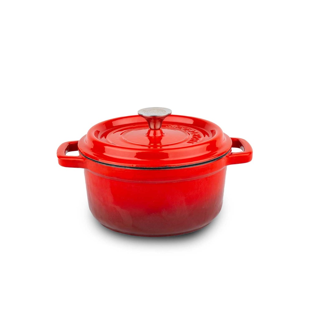 Cocotte Ronde En Fonte 28Cm Rouge