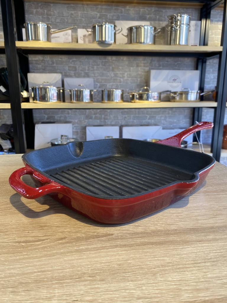 Poele A Grille Rouge 28Cm En Fonte