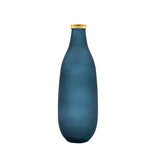 [5981F1132] GOLD EDGE VASE 40CM BLEU PETROL