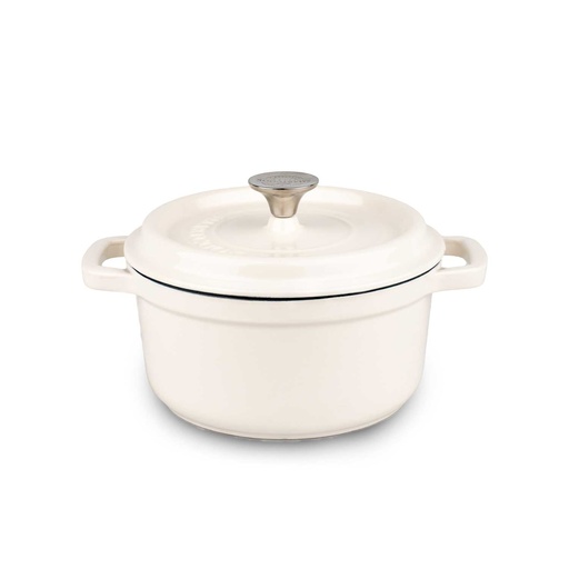 [EC1017D-B] Cocotte Ronde En Fonte 28Cm Beige