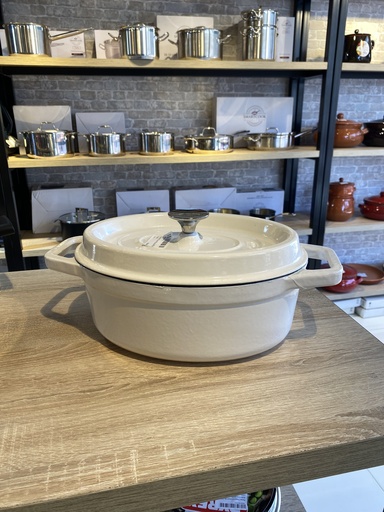 [EC1076-B] Cocotte Ovale Beige En fonte 33CM