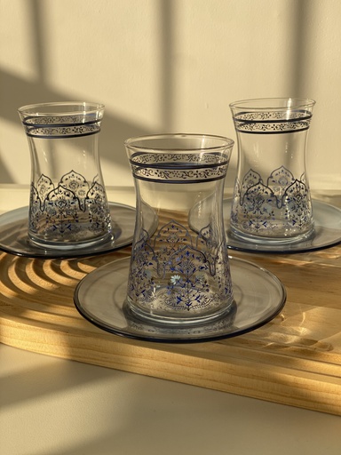 [CHR361/B] service a the 17 cl cashmere 6verre 6 sous tasse bleu